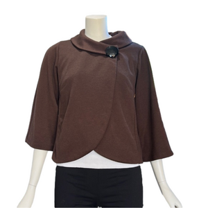 Du Jour Brown Cropped Cape Jacket Women's Size Small